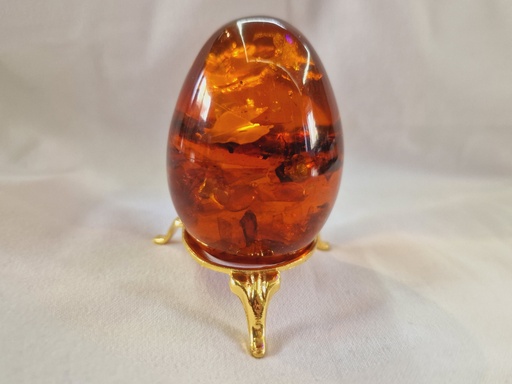  Beautiful russian pressed amber egg on stand 102.9 g