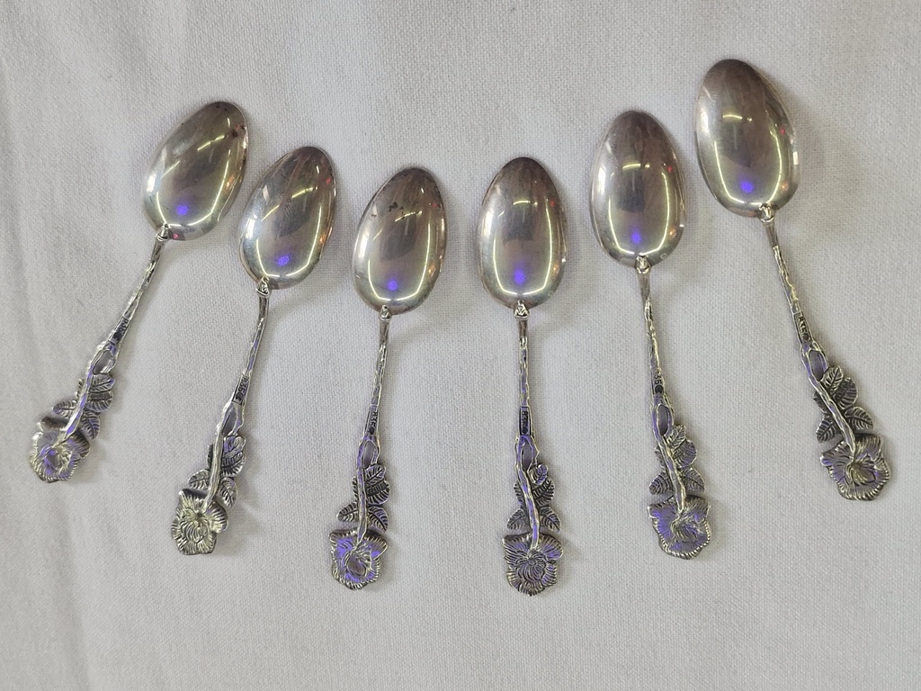 Silver tea spoon 1950s Alloy antiques , 6 pcs