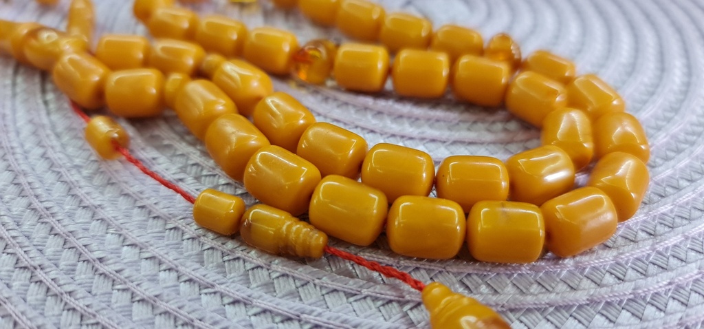 Old Natural Baltic Amber Prayer Beads with Amber Tassel 