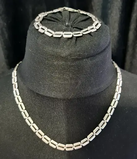 Unique Solid Silver Set Necklace and Bracelet