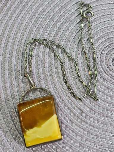 Rare Silver & Baltic Amber Necklace/Pendant 26Gr